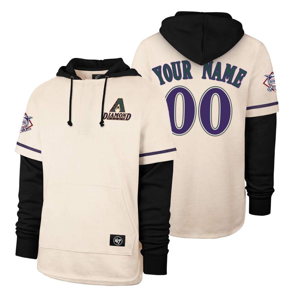 Men Arizona Diamondback #00 Your name Cream 2021 Pullover Hoodie MLB Jersey->cincinnati reds->MLB Jersey